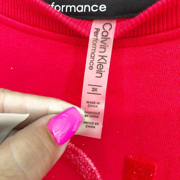 CALVIN KLEIN PERFORMANCE Crewneck Sweatshirt 2X Salsa Red Fitness Logo NWT - Picture 6 of 9